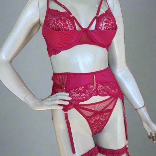 Sapphire Lace Bondage Lingerie Set red